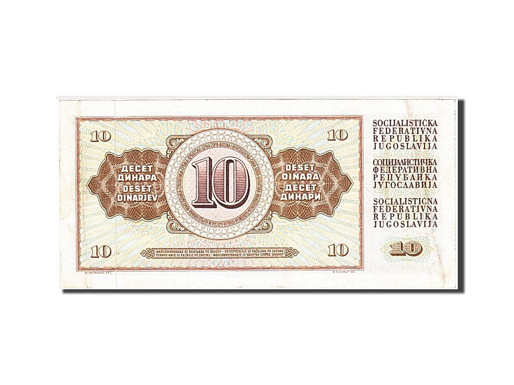 Banconote, Iugoslavia, 10 Dinara, 1978, 1978-08-12, BB+