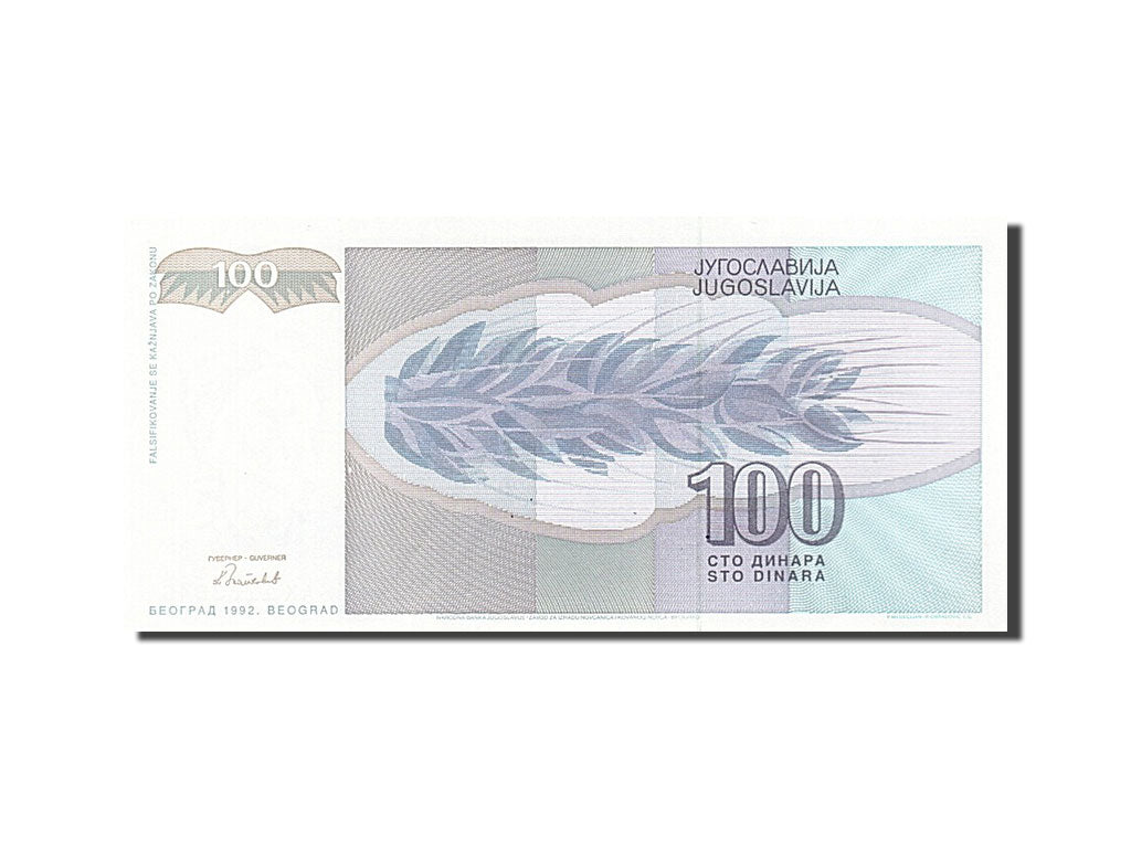 Banconote, Iugoslavia, 100 Dinara, 1992, SPL