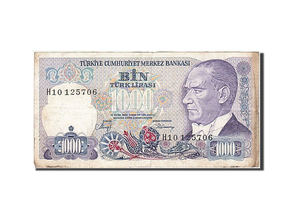 Banconote, Turchia, 1000 Lira, 1986, B+