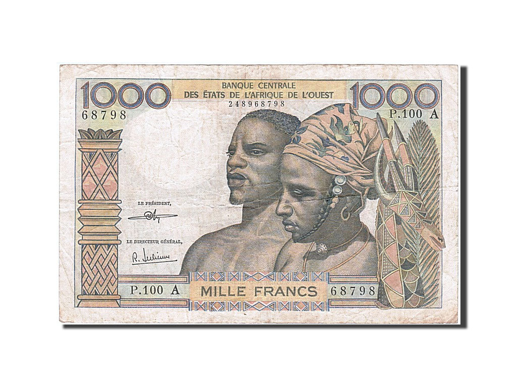 Banknote, West African States, 1000 Francs, 1959, VF(30-35)