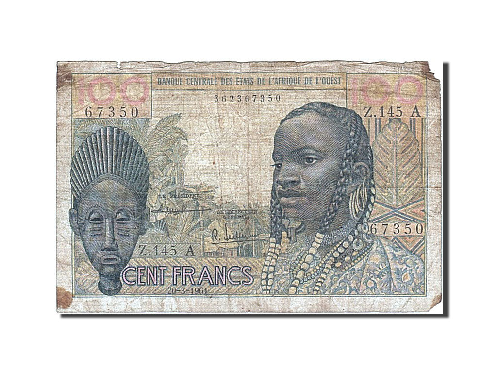 Banknote, West African States, 100 Francs, 1961, 1961-03-20, VG(8-10)