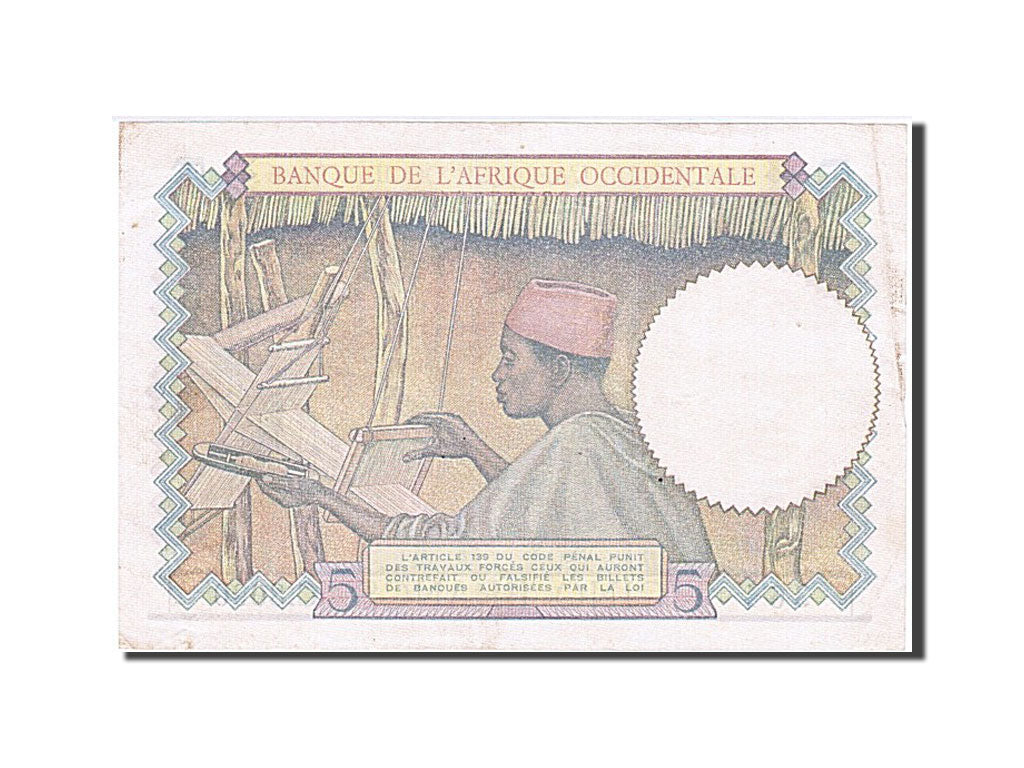 Banknote, French West Africa, 5 Francs, 1941, 1941-03-06, UNC(60-62)