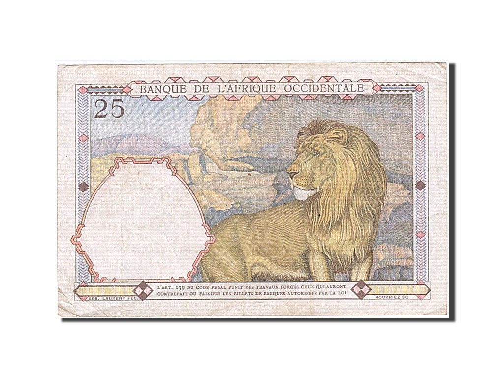 Banknote, French West Africa, 25 Francs, 1942, 1942-10-01, AU(50-53)