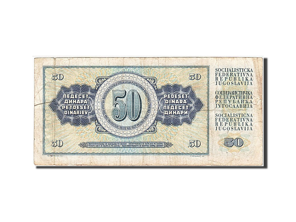 Banknote, Yugoslavia, 50 Dinara, 1968, 1968-05-01, VF(20-25)