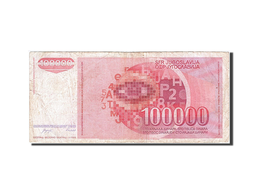 Banknote, Yugoslavia, 100,000 Dinara, 1989, 1989-05-01, VF(20-25)