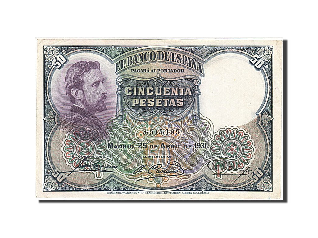 Geldschein, Spanien, 50 Pesetas, 1931, 1931-04-25, VZ