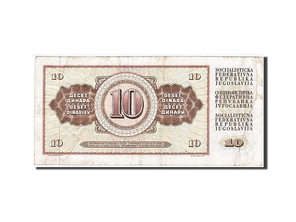 Banconote, Iugoslavia, 10 Dinara, 1968, 1968-05-01, BB