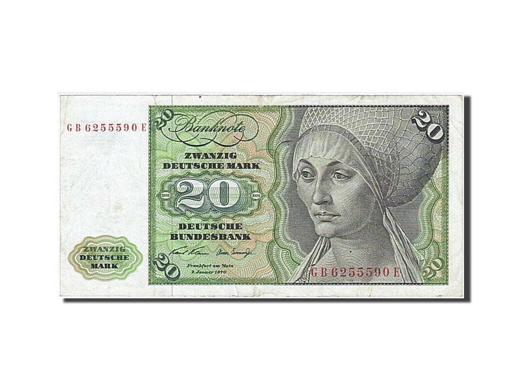 Banknot, Niemcy - RFN, 20 Deutsche Mark, 1960, 1960-01-02, EF(40-45)