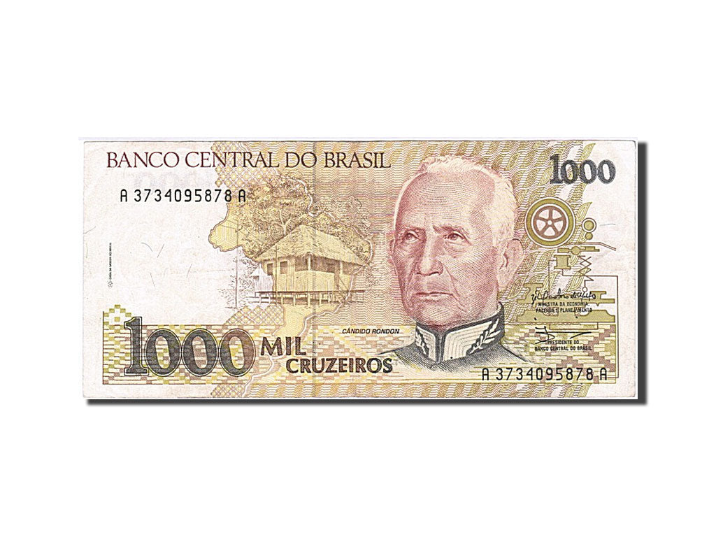 Banconote, Brasile, 1000 Cruzeiros, 1990, BB