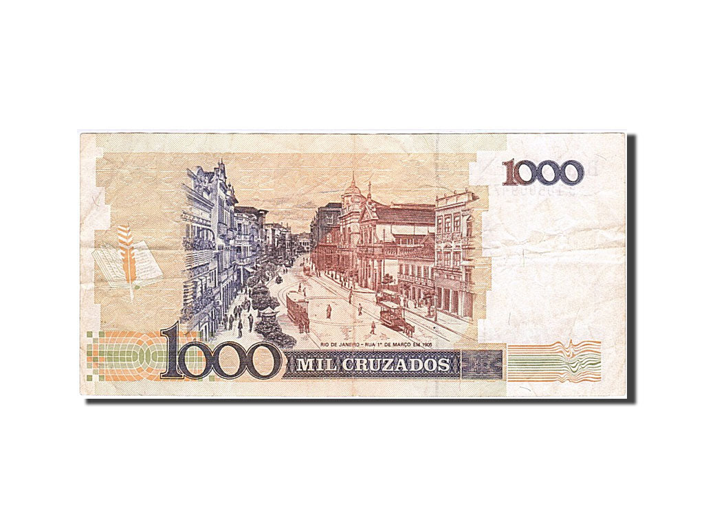 Billet, Brésil, 1 Cruzado Novo on 1000 Cruzados, 1989, TB+