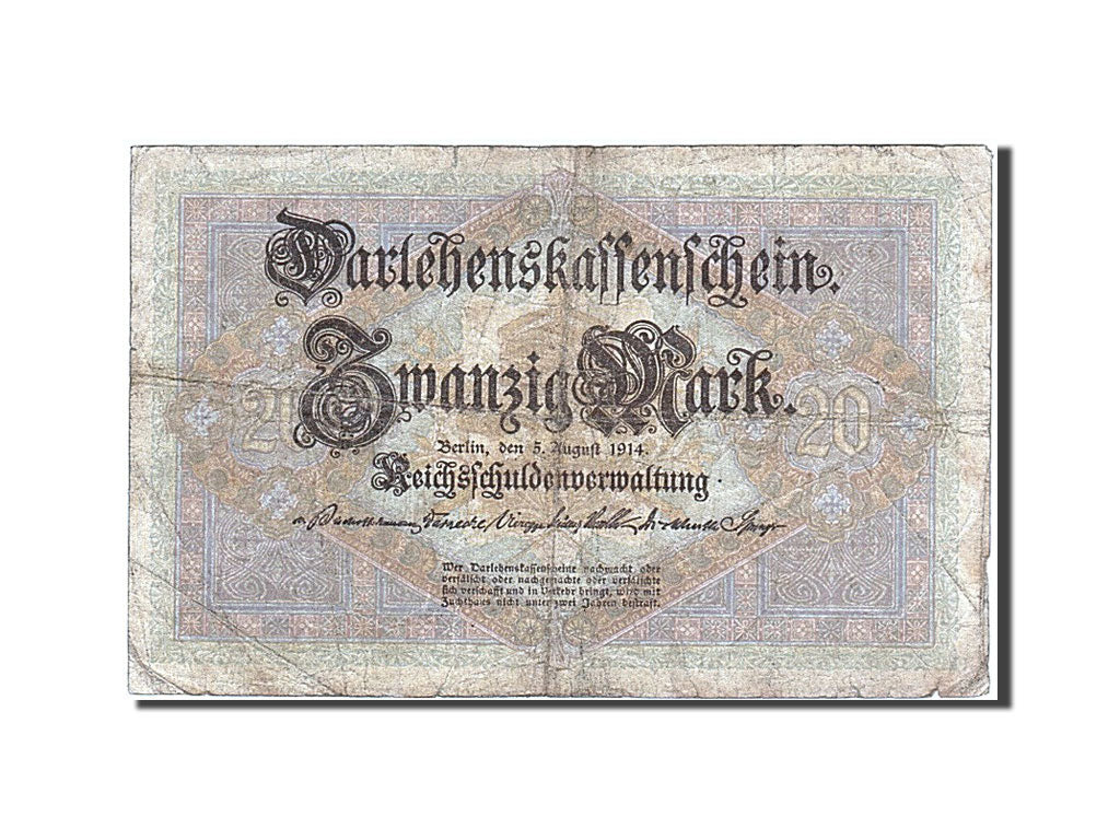 Geldschein, Deutschland, 20 Mark, 1914, 1914-08-08, S