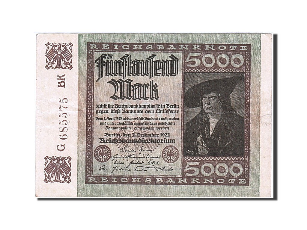 Banconote, Germania, 5000 Mark, 1922, 1922-12-02, SPL-