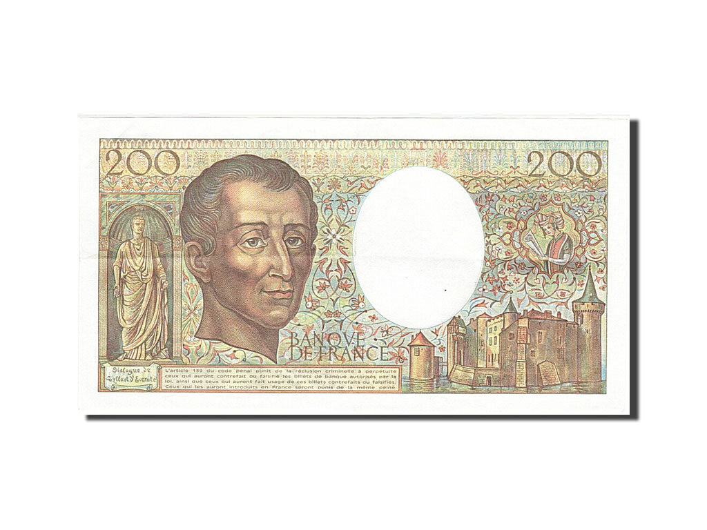 Banknot, Francja, 200 Francs, Montesquieu, 1986, AU(50-53), Fayette:70.6