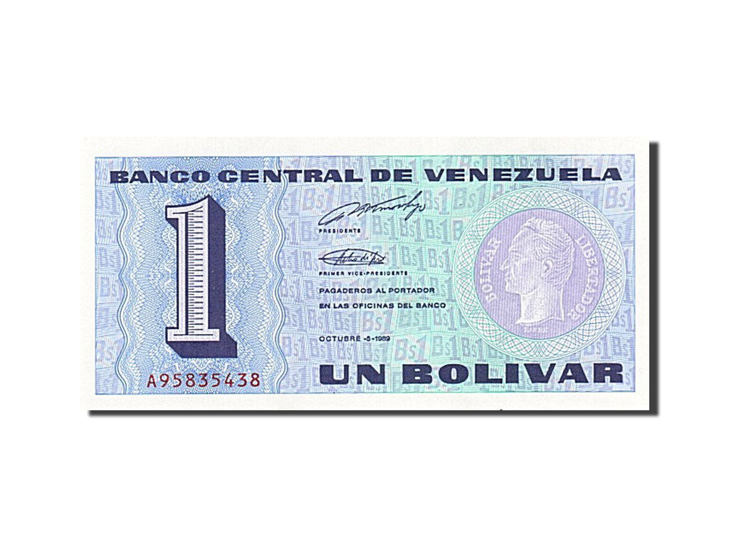 Banknote, Venezuela, 1 Bolivar, 1989, 1989-10-05, UNC(65-70)