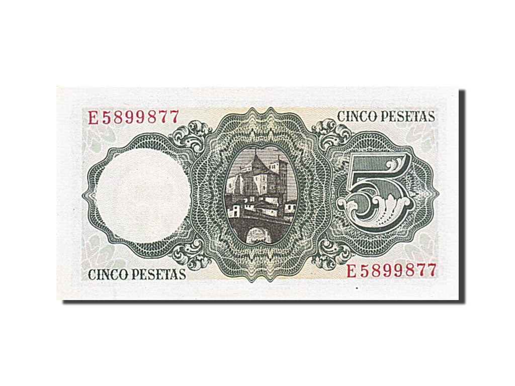 Biljet, Spanje, 5 Pesetas, 1951, 1951-08-16, NIEUW