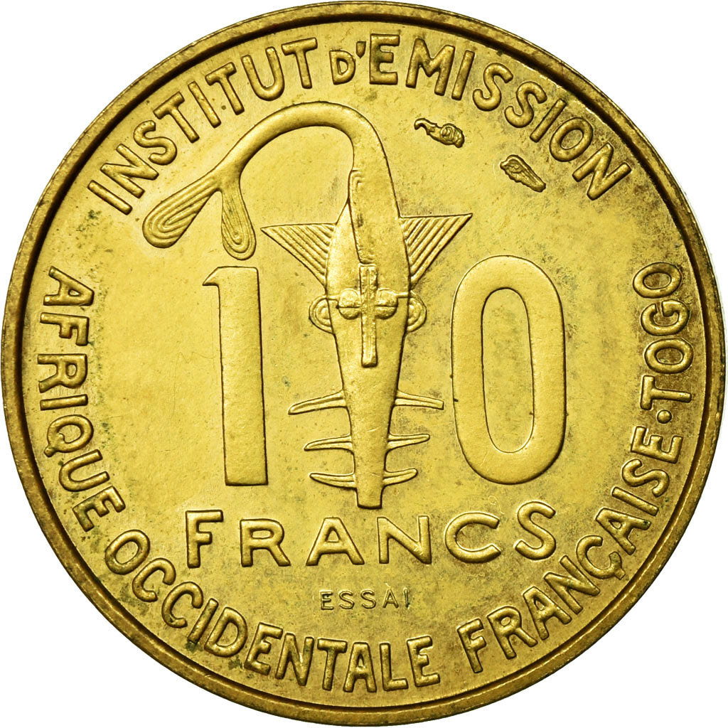 French West Africa, 10 Francs, 1957, Aluminum-Bronze, MS(65-70), Lecompte:19