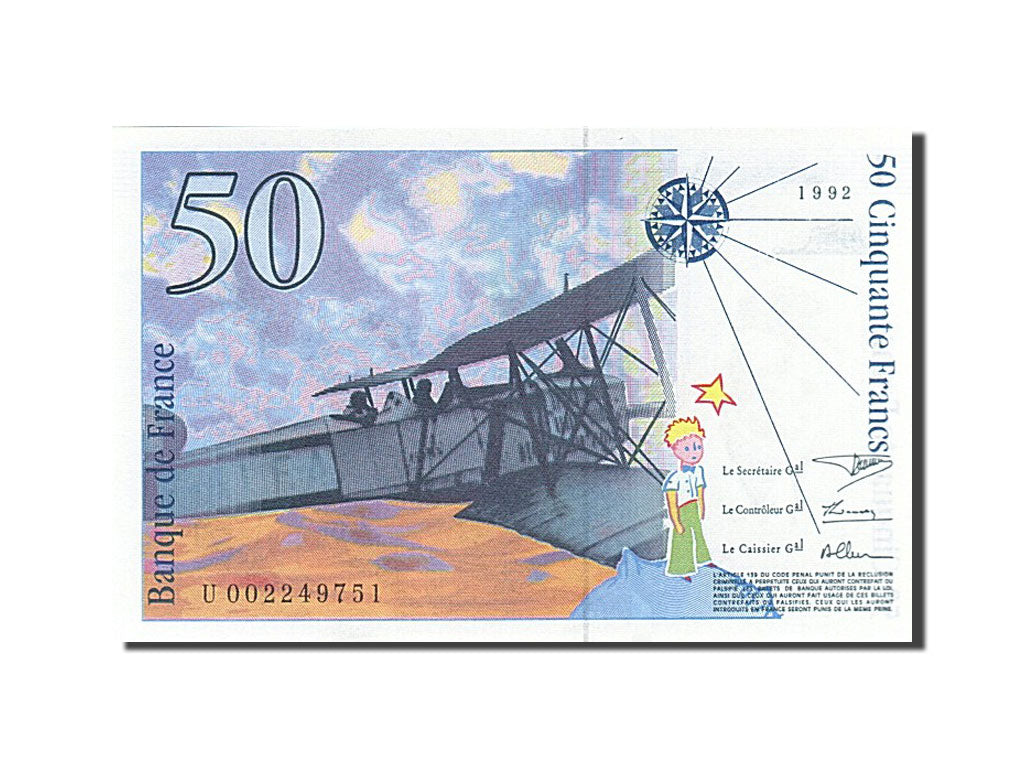 Banknote, France, 50 Francs, 50 F 1992-1999 ''St Exupéry'', 1992, UNC(65-70)