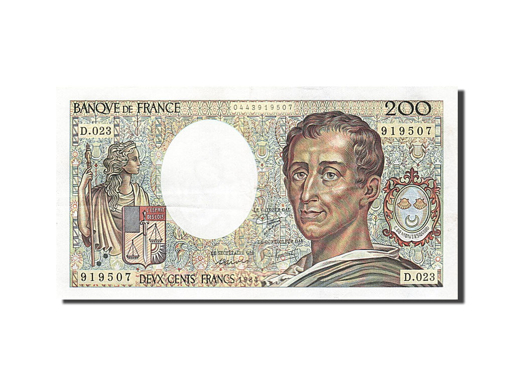 Banknot, Francja, 200 Francs, Montesquieu, 1984, AU(50-53), Fayette:70.4