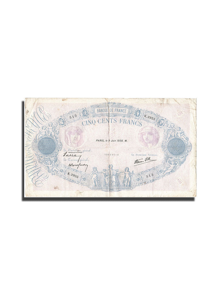 Banknote, France, 500 Francs, 500 F 1888-1940 ''Bleu et Rose'', 1938