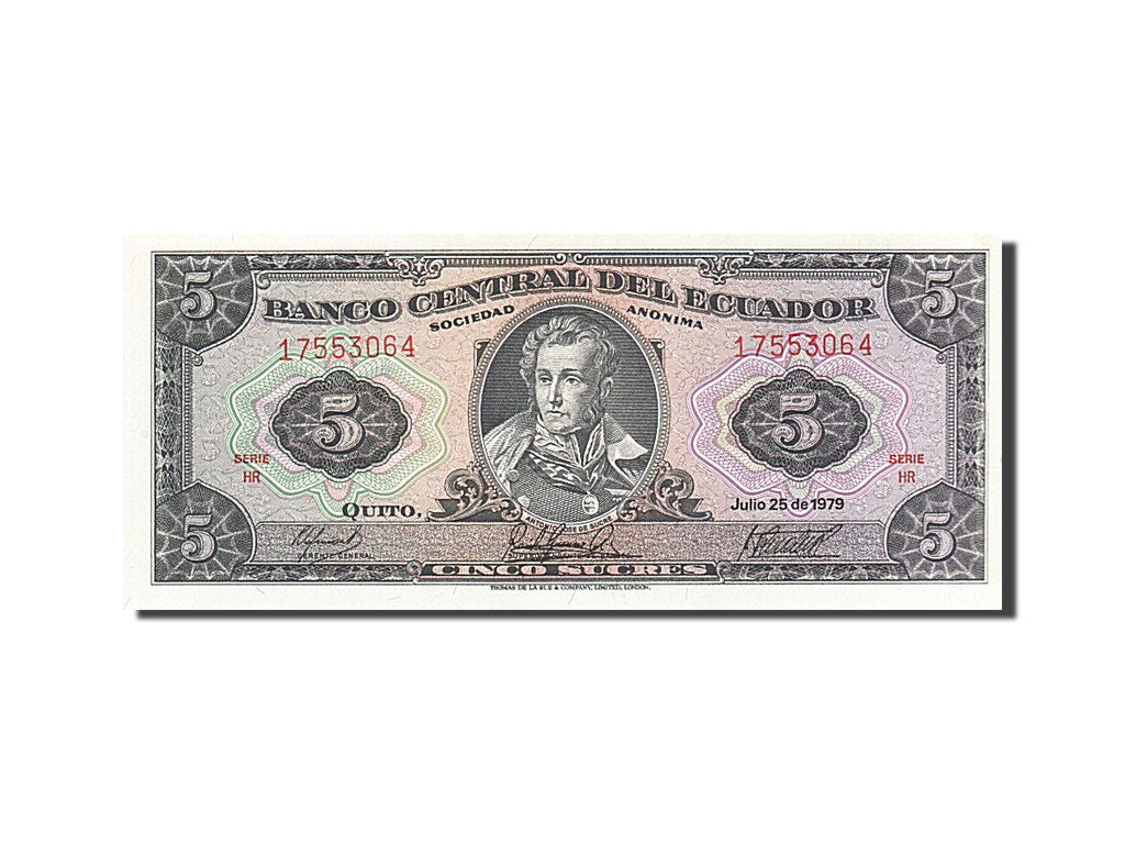 Billete, 5 Sucres, 1979, Ecuador, 1979-07-25, UNC