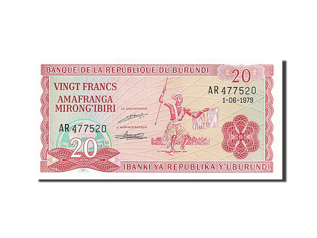 Banknote, Burundi, 20 Francs, 1979, 1979-06-01, UNC(65-70)