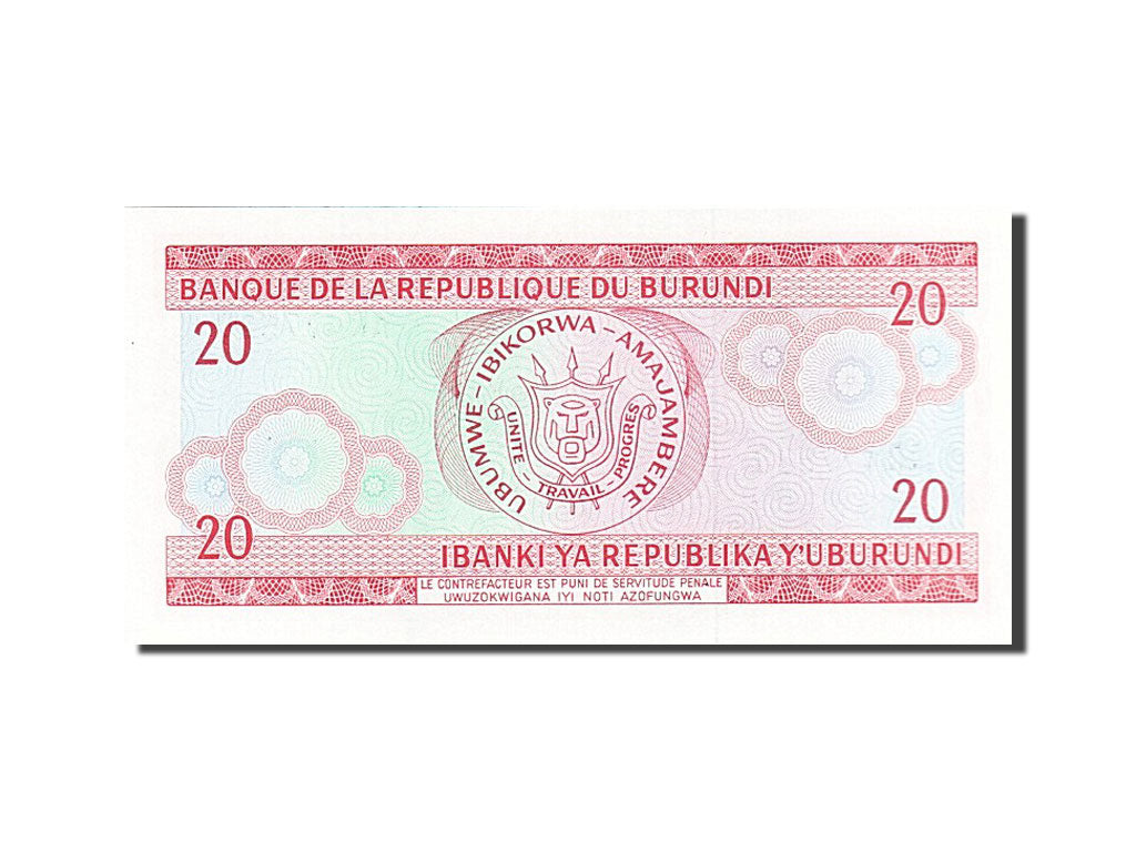 Banknote, Burundi, 20 Francs, 1979, 1979-06-01, UNC(65-70)