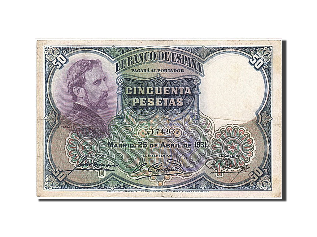 Geldschein, Spanien, 50 Pesetas, 1931, 1931-04-25, S+