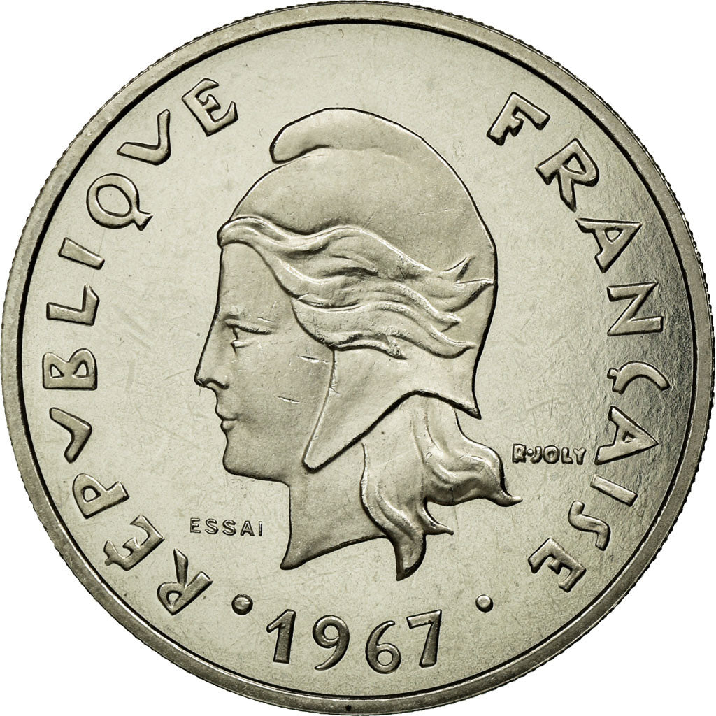French Polynesia, 20 Francs, 1967, Nickel, MS(65-70), Lecompte:88
