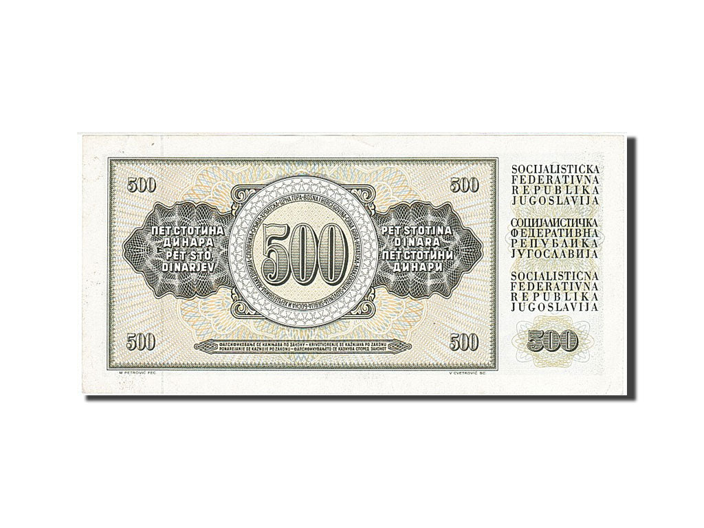 Banconote, Iugoslavia, 500 Dinara, 1986, 1986-05-16, SPL