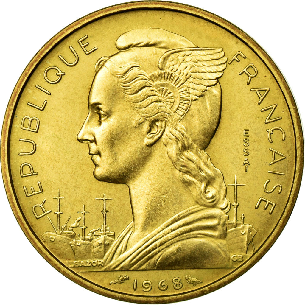 AFARS E ISSAS FRANCESI, 20 Francs, 1968, Paris, Alluminio-bronzo, FDC