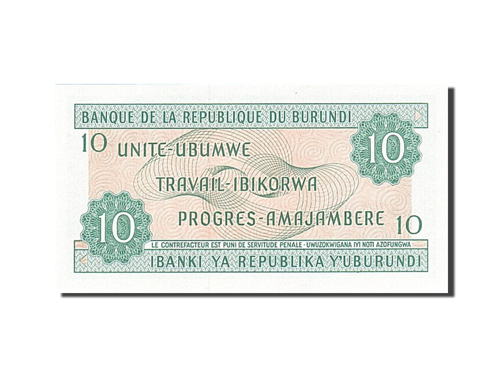 Banknote, Burundi, 10 Francs, 1981, 1981-06-01, UNC(65-70)