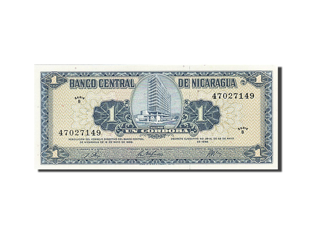 Banknote, Nicaragua, 1 Cordoba, 1968, UNC(65-70)