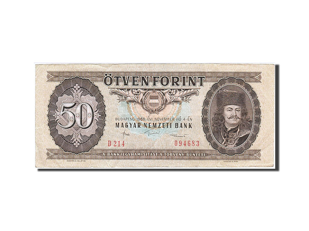Banknote, Hungary, 50 Forint, 1986, 1986-11-04, VF(30-35)