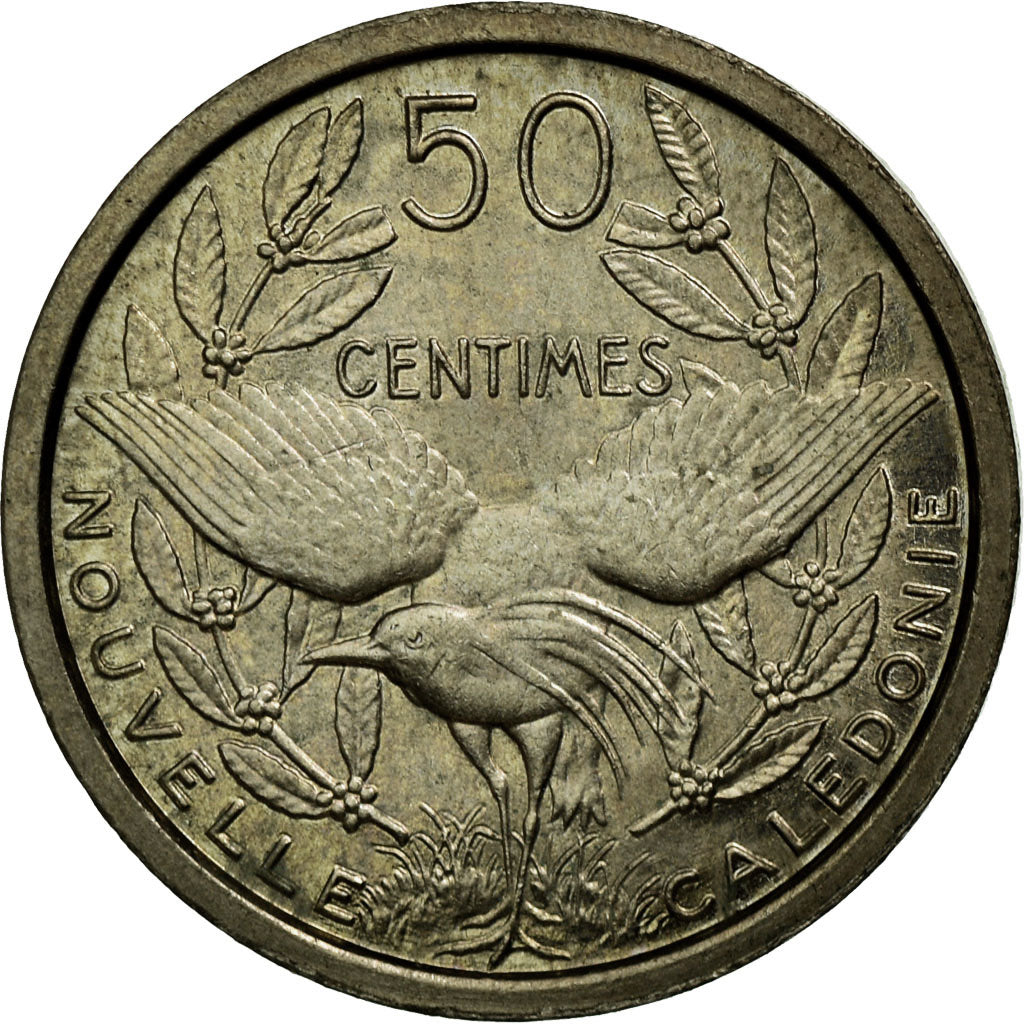 New Caledonia, 50 Centimes, 1949, Paris, Copper-nickel, MS(65-70), Lecompte:32
