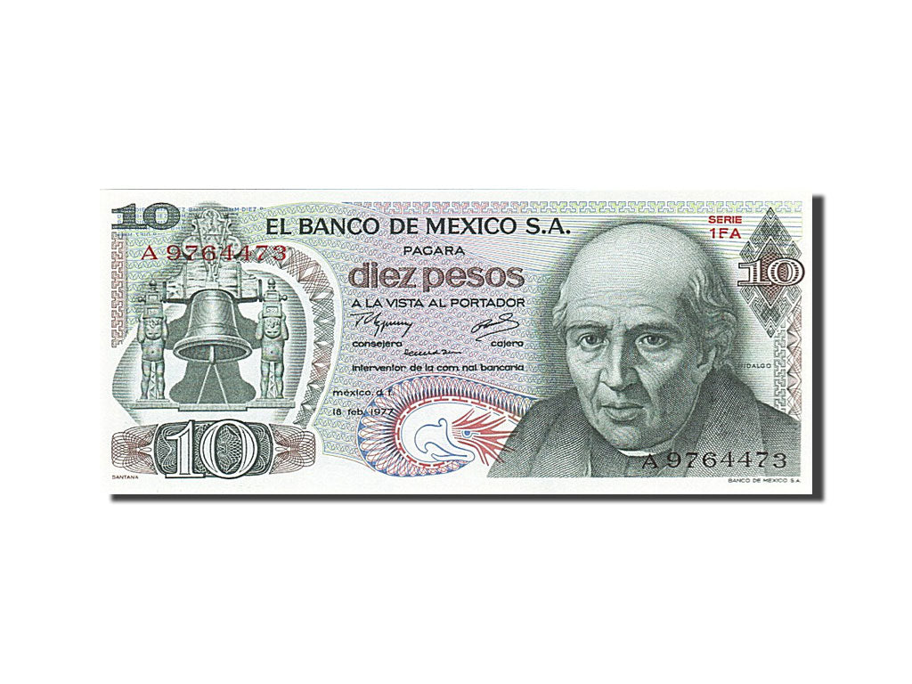 Billet, Mexique, 10 Pesos, 1977, 1977-02-18, SPL