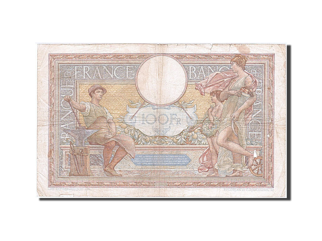 Banknote, France, 100 Francs, 100 F 1908-1939 ''Luc Olivier Merson'', 1938