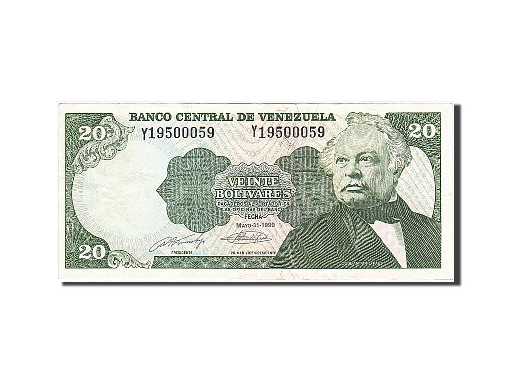 Banknote, Venezuela, 20 Bolivares, 1990, 1990-05-31, EF(40-45)