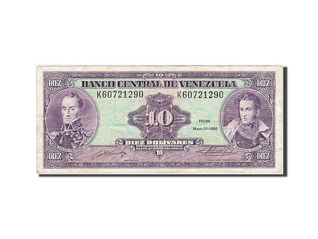 Banknote, Venezuela, 10 Bolívares, 1990, 1990-05-31, VF(20-25)