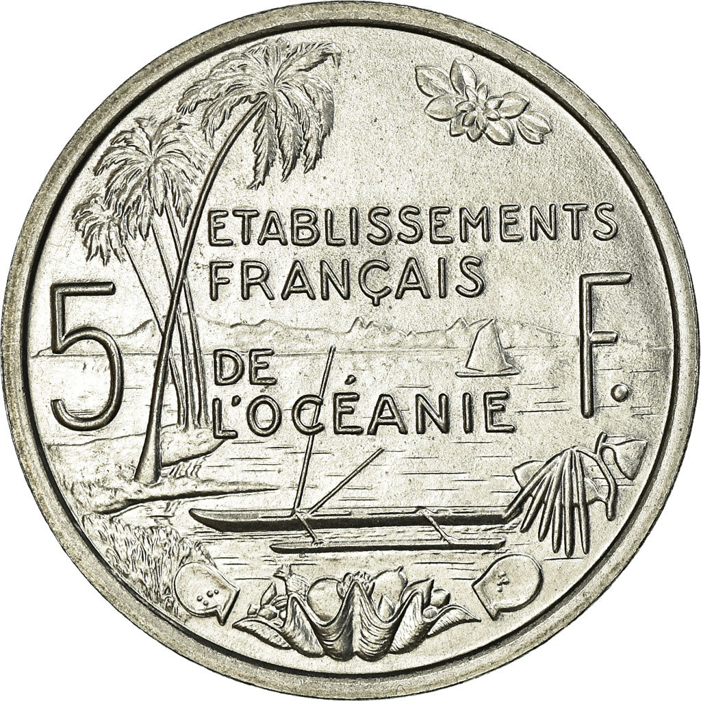 FRENCH OCEANIA, 5 Francs, 1952, Aluminum, MS(65-70), Lecompte:23