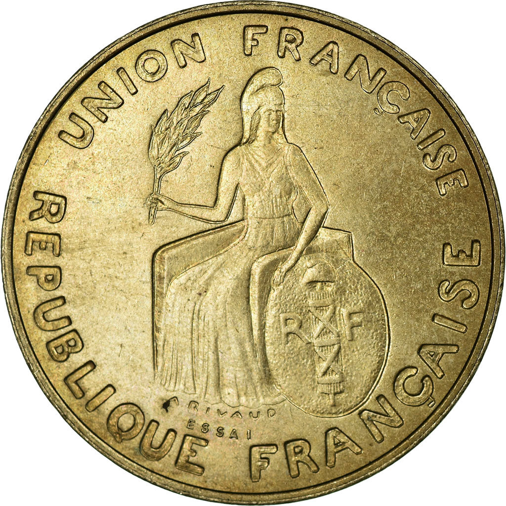New Caledonia, 2 Francs, 1948, Paris, Nickel-Bronze, MS(65-70), Lecompte:27