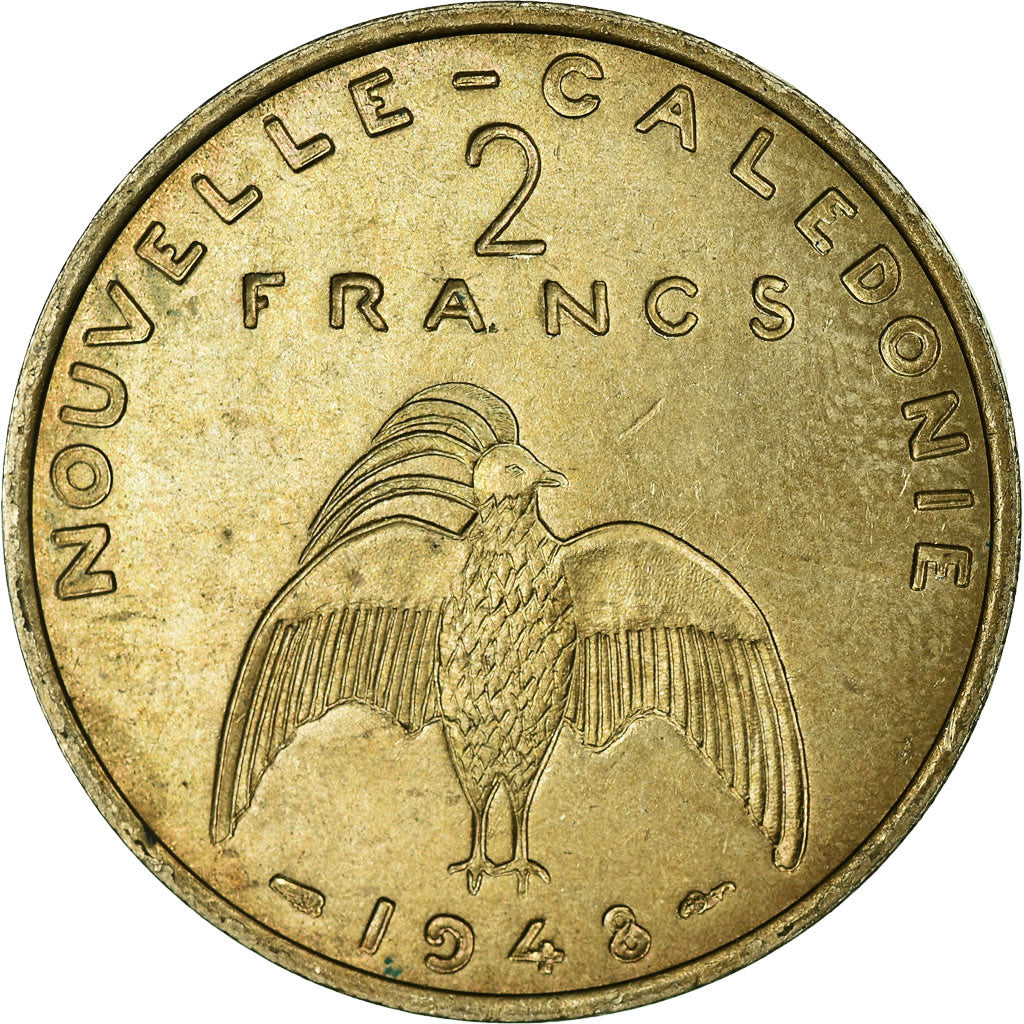 New Caledonia, 2 Francs, 1948, Paris, Nickel-Bronze, MS(65-70), Lecompte:27