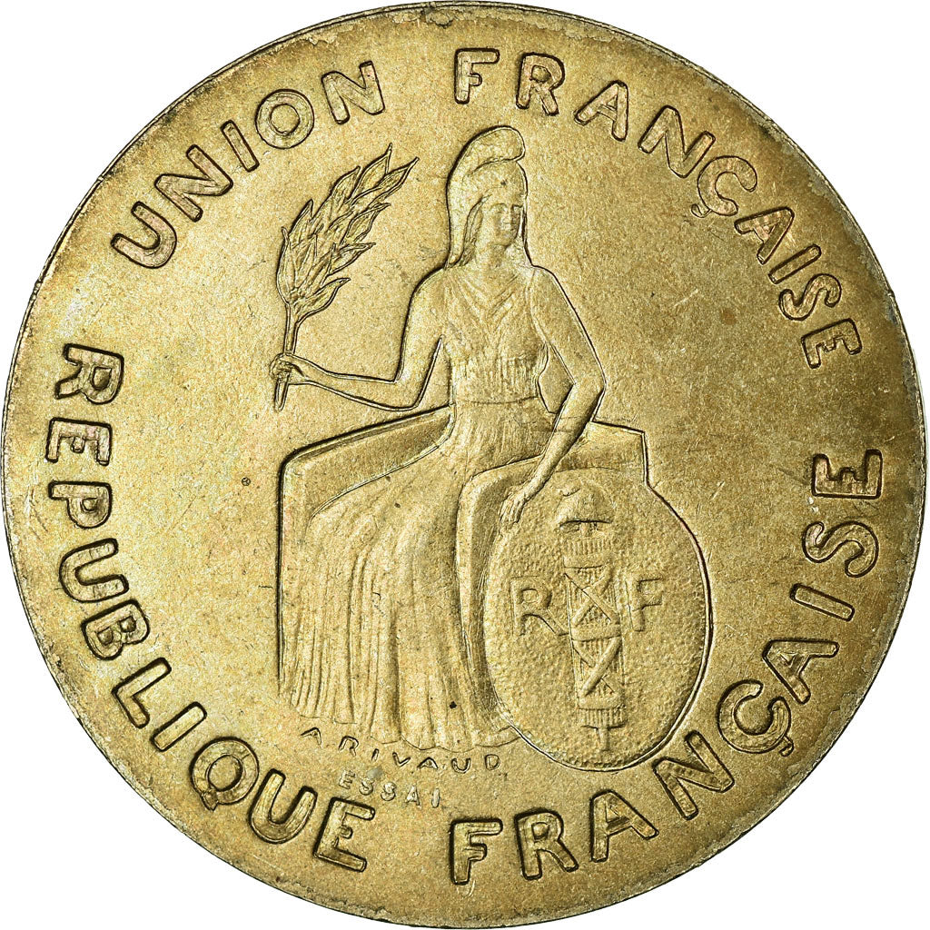 New Caledonia, 2 Francs, 1948, Paris, Nickel-Bronze, MS(65-70), Lecompte:29
