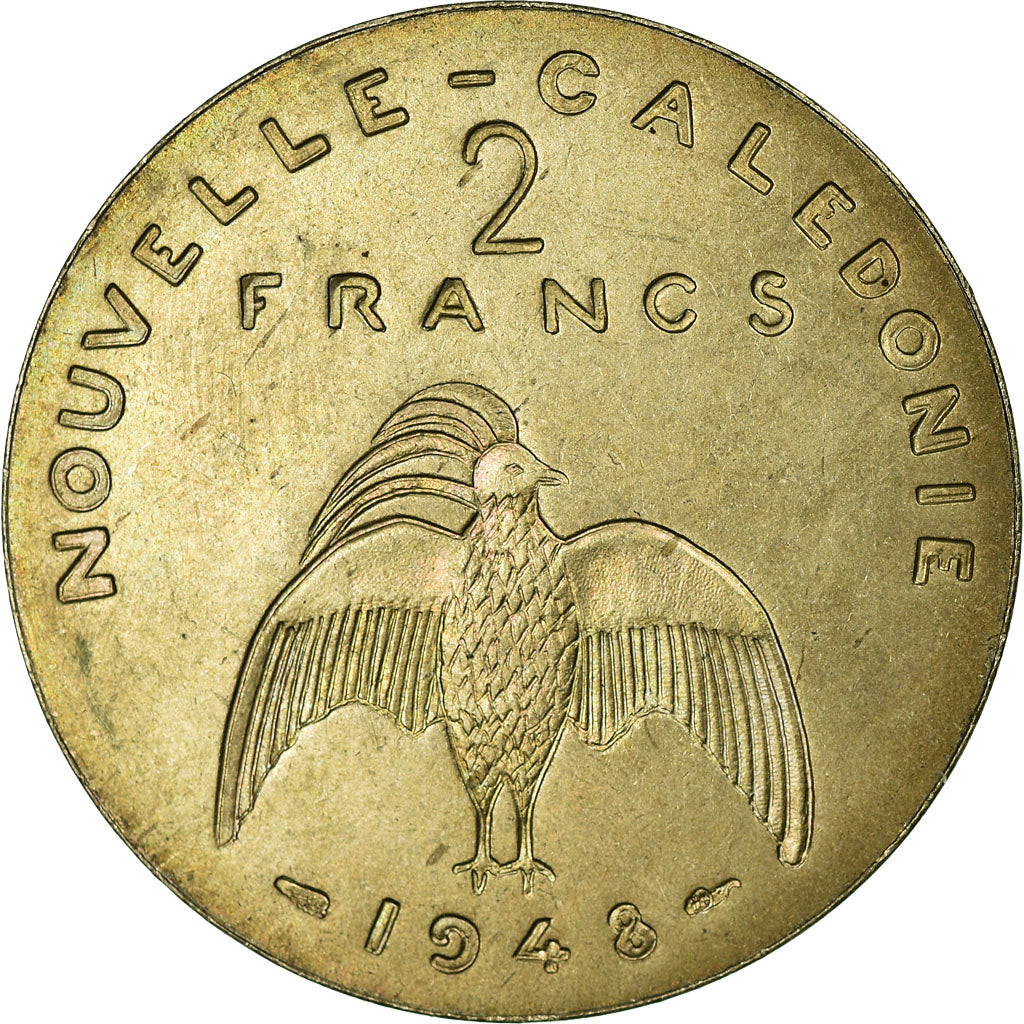 New Caledonia, 2 Francs, 1948, Paris, Nickel-Bronze, MS(65-70), Lecompte:29