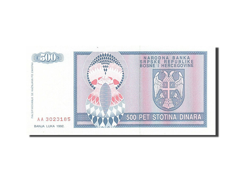 Banknote, Bosnia - Herzegovina, 500 Dinara, 1992, UNC(63)