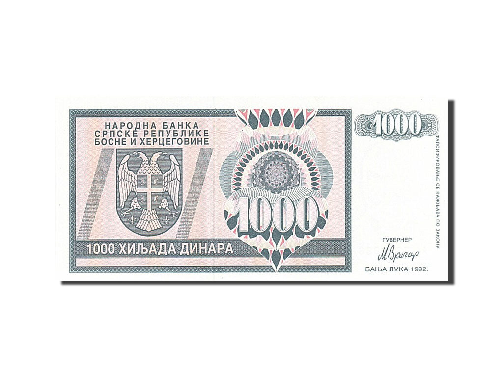 Banknote, Bosnia - Herzegovina, 1000 Dinara, 1992, UNC(63)