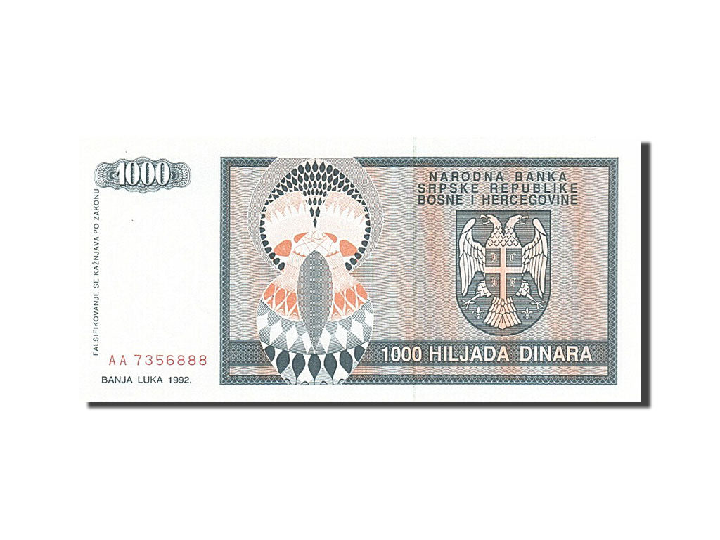 Banknote, Bosnia - Herzegovina, 1000 Dinara, 1992, UNC(63)