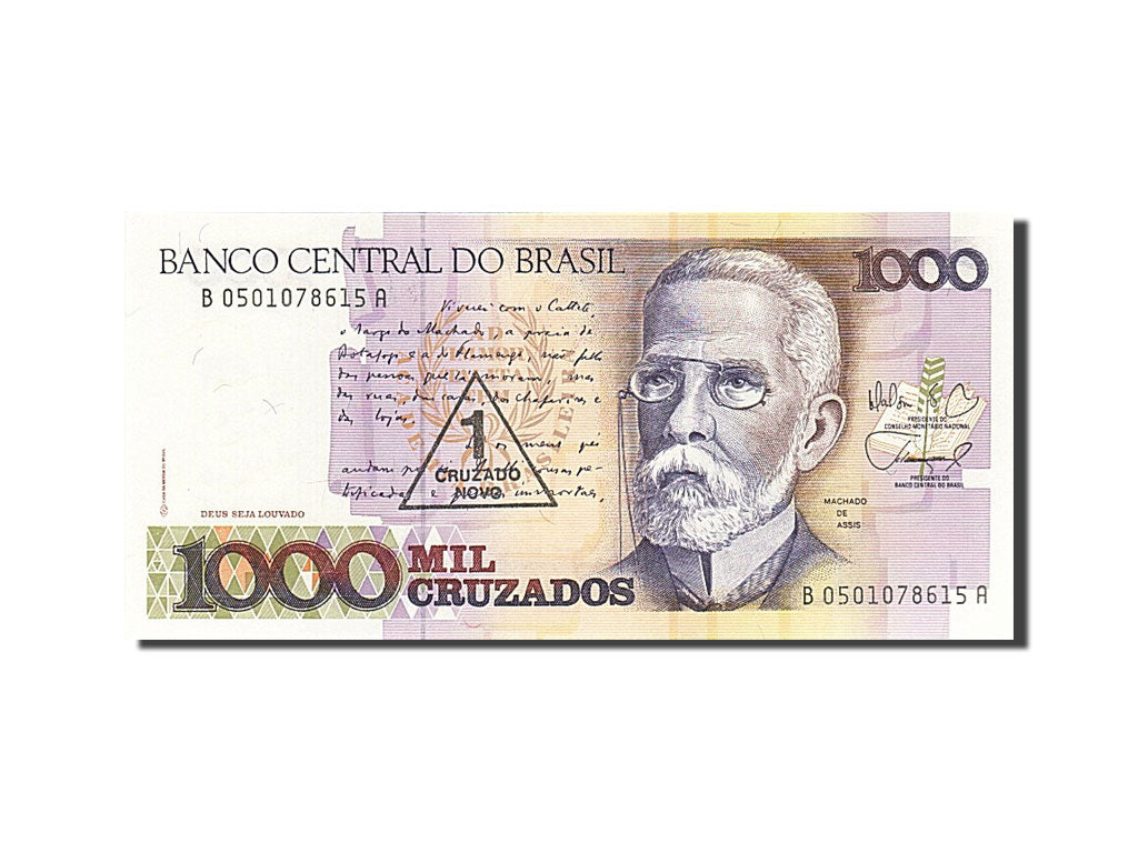 Geldschein, Brasilien, 1 Cruzado Novo on 1000 Cruzados, 1989, UNZ