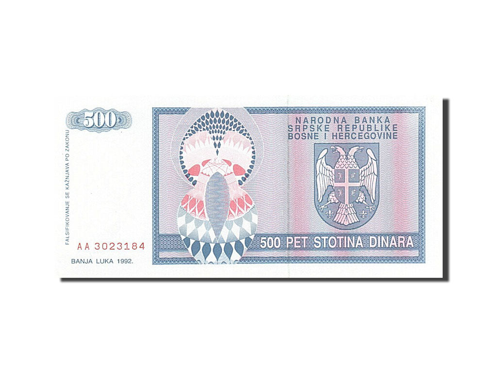 Banknote, Bosnia - Herzegovina, 500 Dinara, 1992, UNC(63)