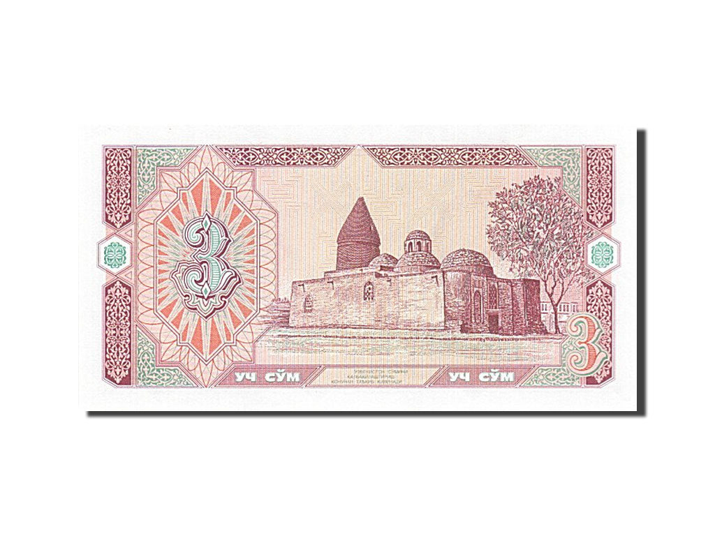 Banconote, Uzbekistan, 3 Sum, 1994, FDS