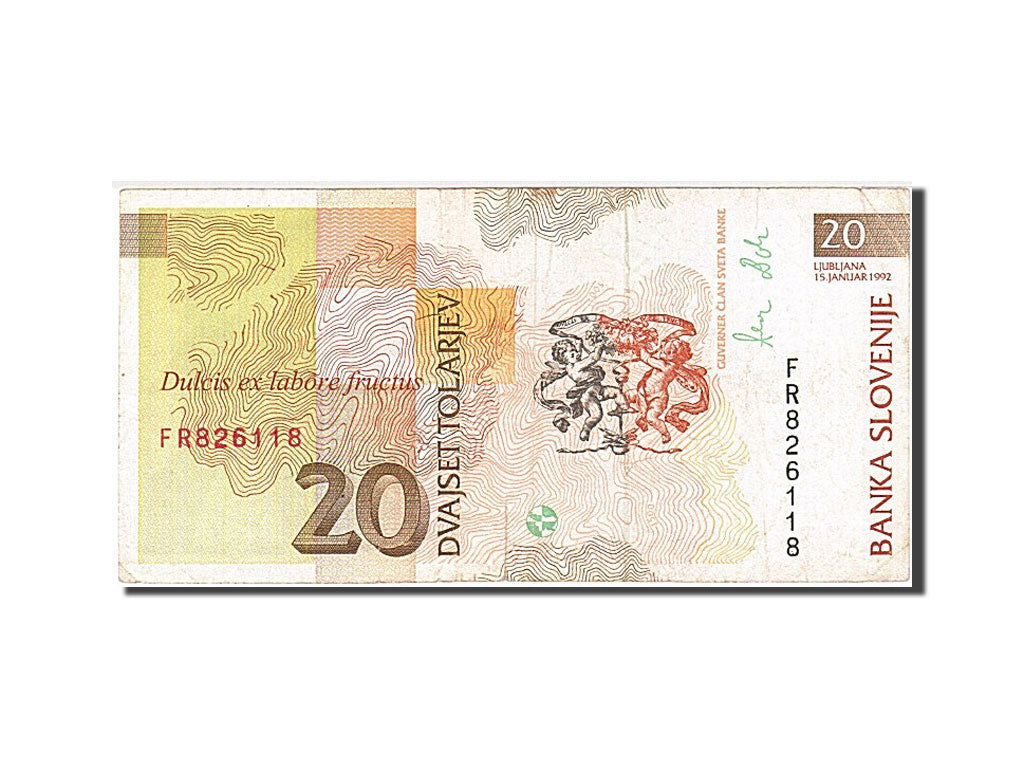 Banconote, Slovenia, 20 Tolarjev, 1992, 1992-01-15, MB